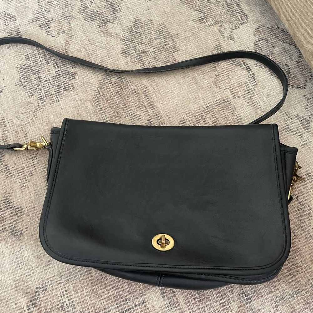 COACH Vintage NYC Black Luxury Leather Convertible Clutch Crossbody Purse Rare